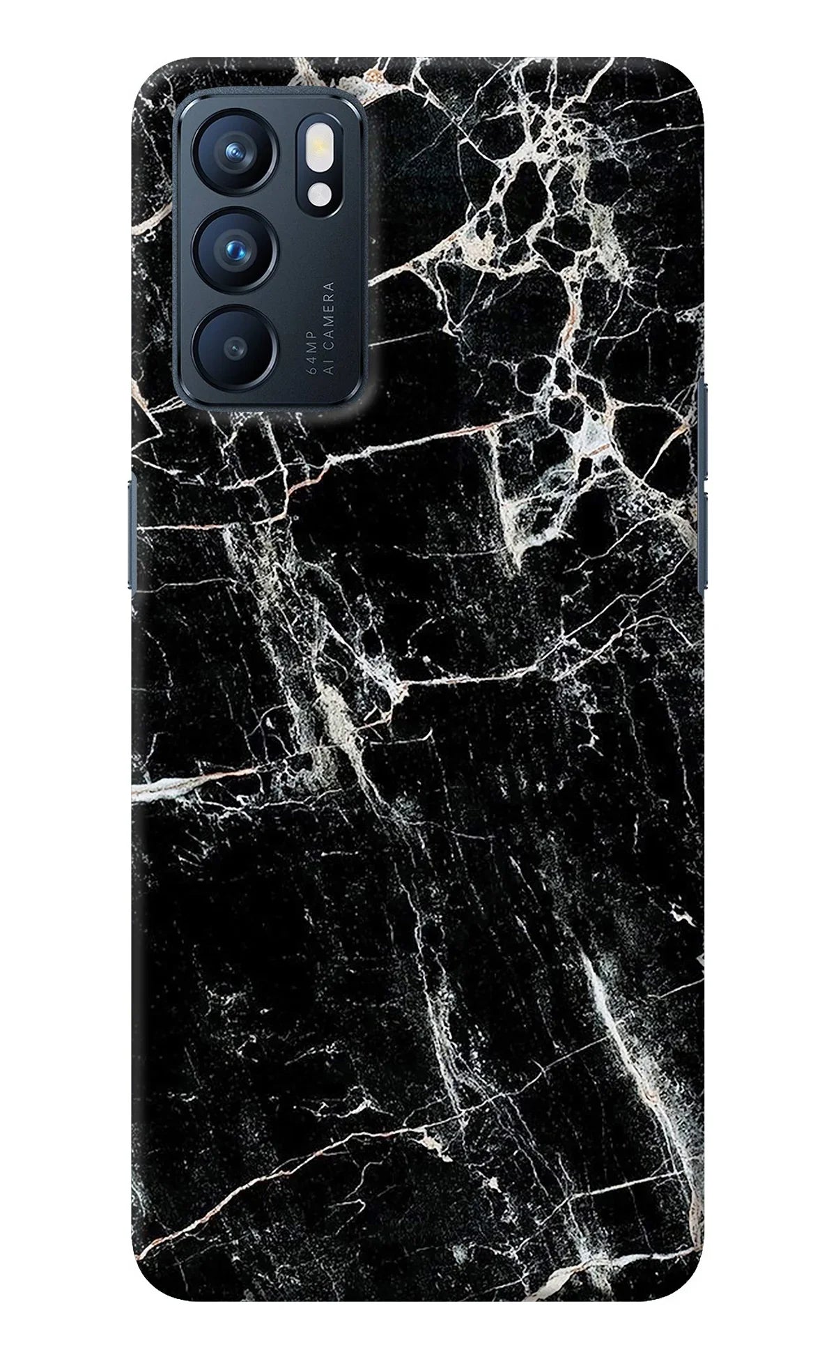 Black Marble Texture Oppo Reno6 5G Back Cover