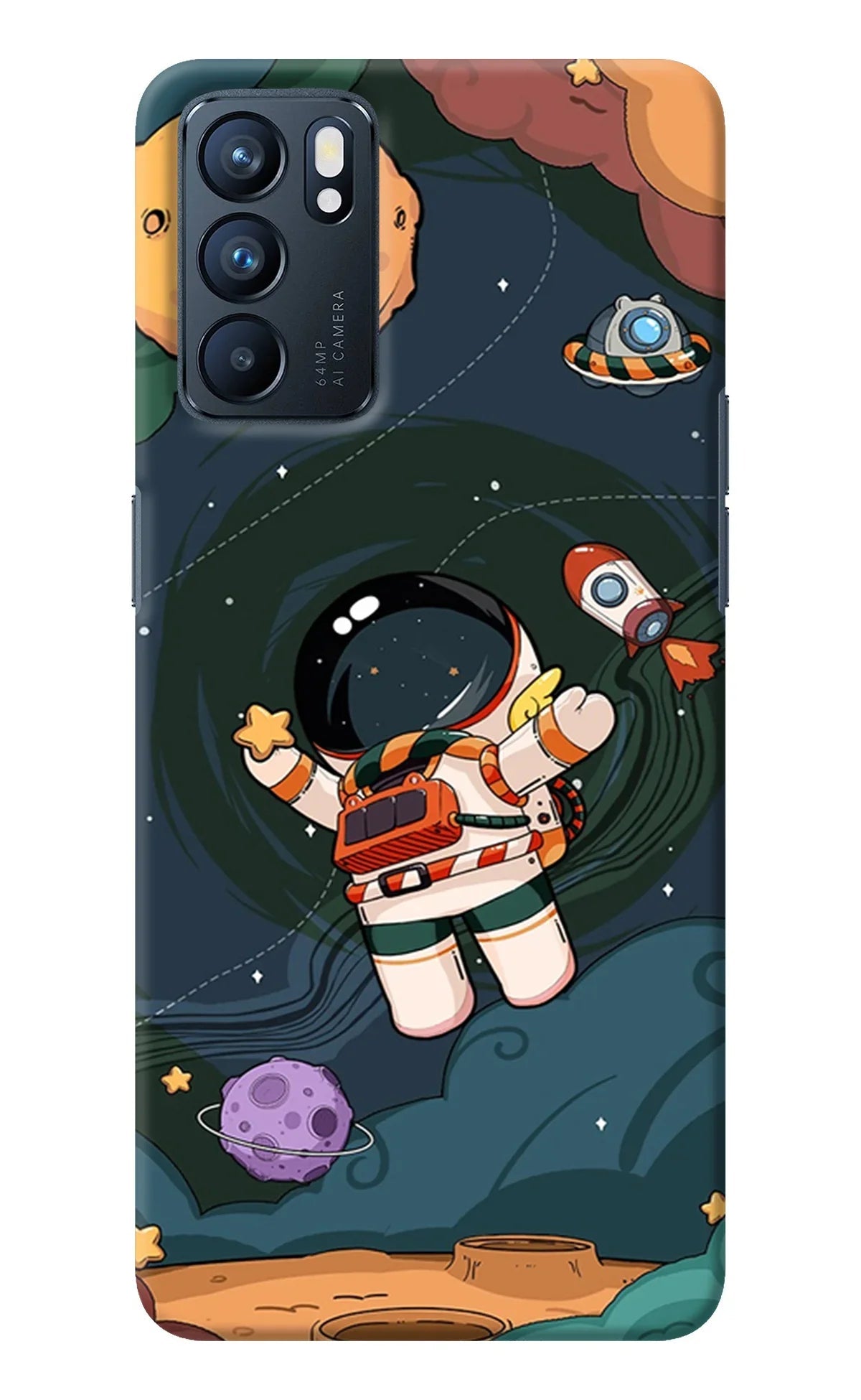 Cartoon Astronaut Oppo Reno6 5G Back Cover