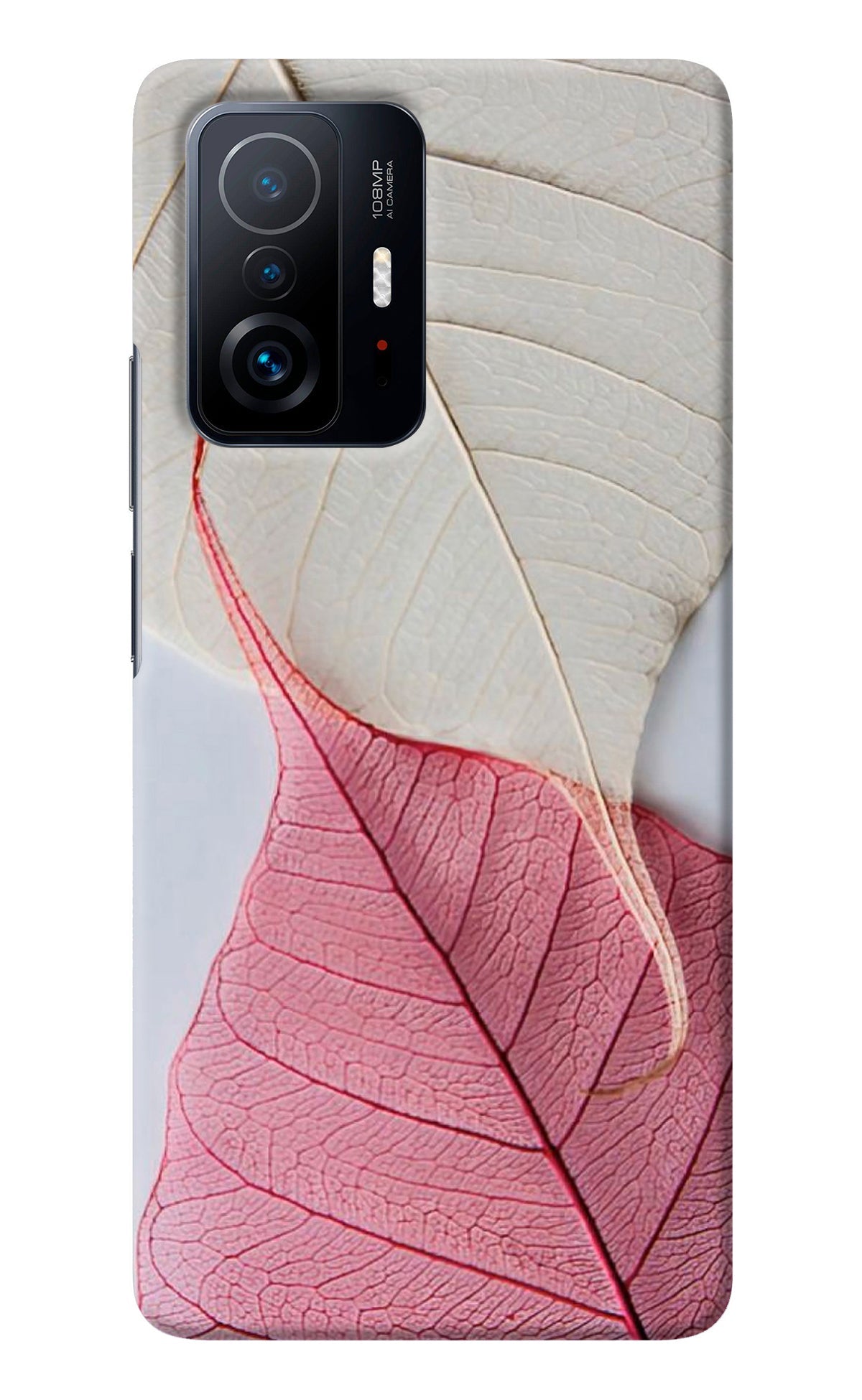 White Pink Leaf Mi 11T Pro 5G Back Cover