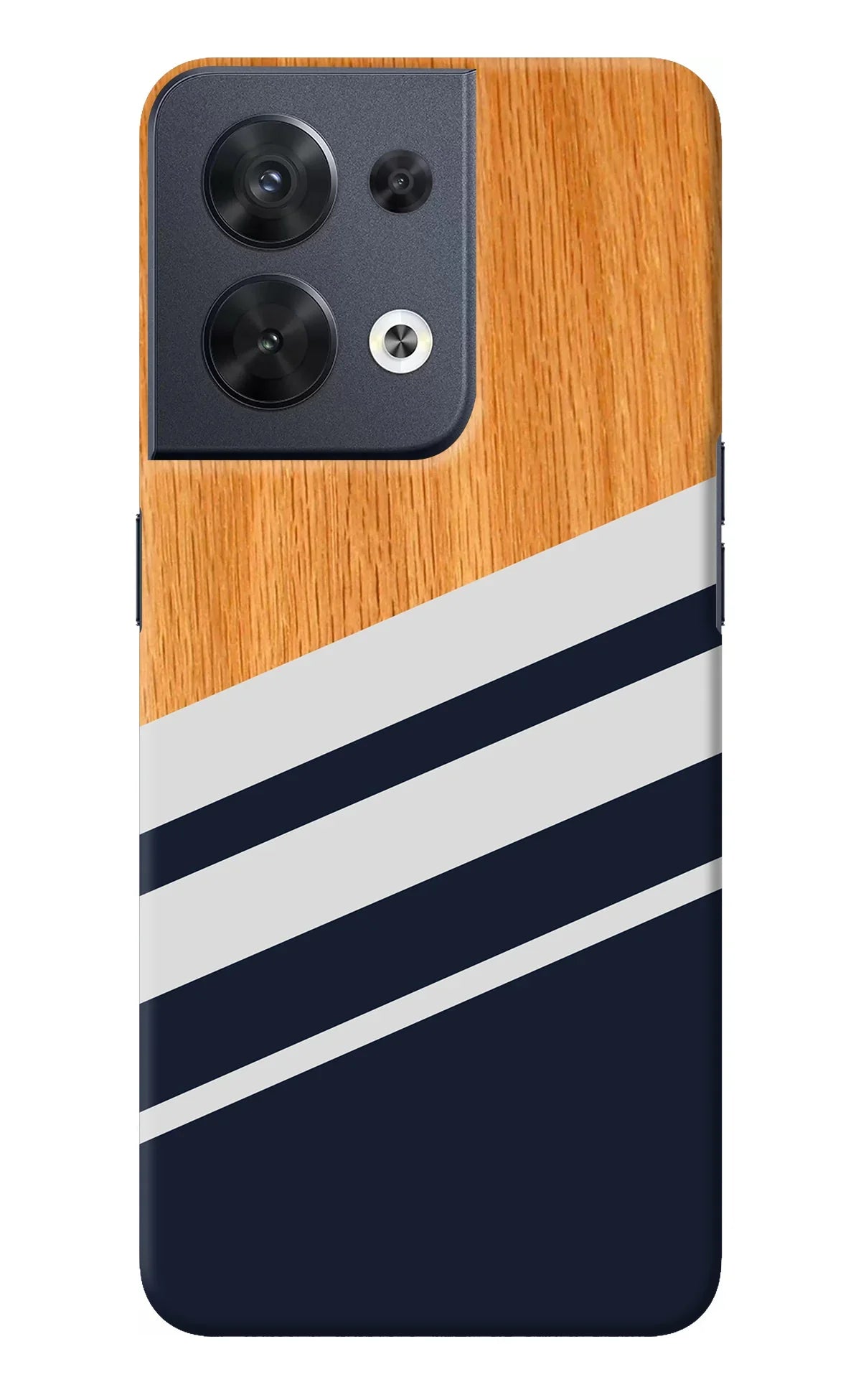 Blue and white wooden Oppo Reno8 Back Cover