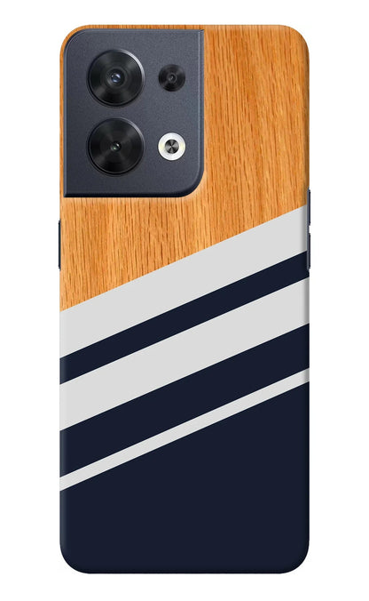 Blue and white wooden Oppo Reno8 Back Cover