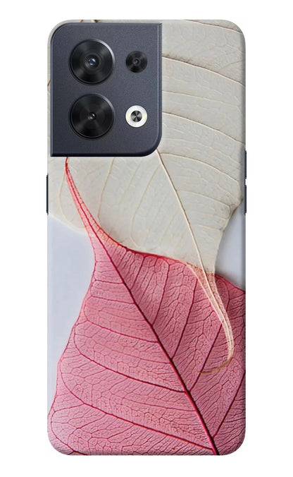 White Pink Leaf Oppo Reno8 Back Cover