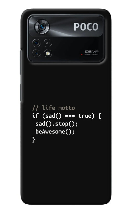 Life Motto Code Poco X4 Pro Back Cover