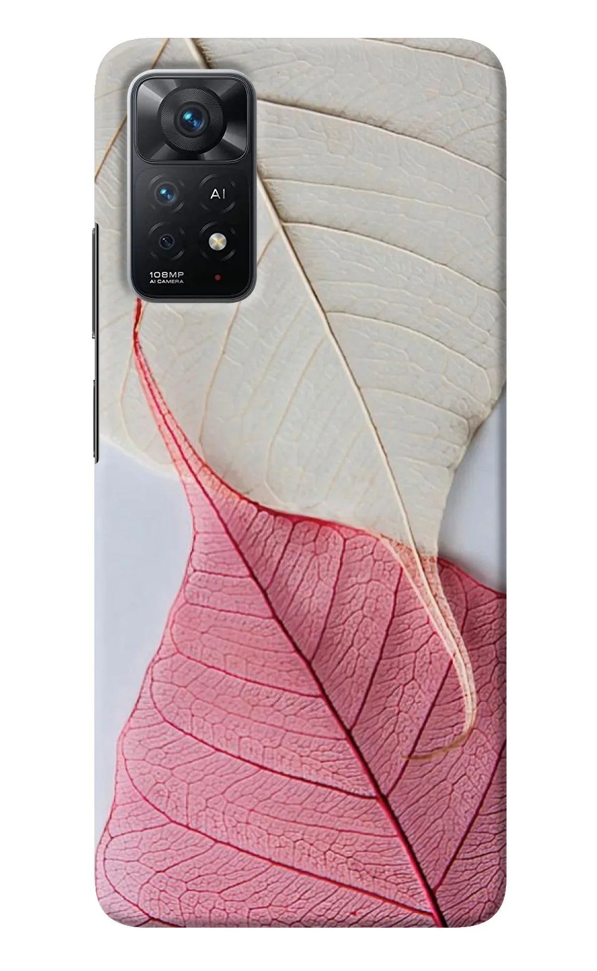 White Pink Leaf Redmi Note 11 Pro+ 5G Back Cover