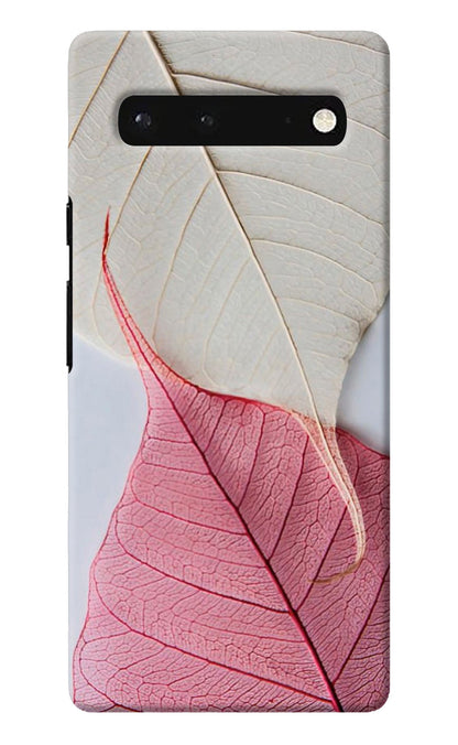 White Pink Leaf Google Pixel 6 Back Cover