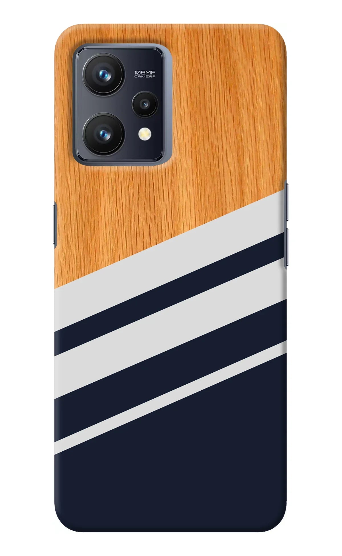 Blue and white wooden Realme 9 4G Back Cover