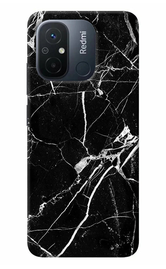 Black Marble Pattern Redmi 12C Back Cover