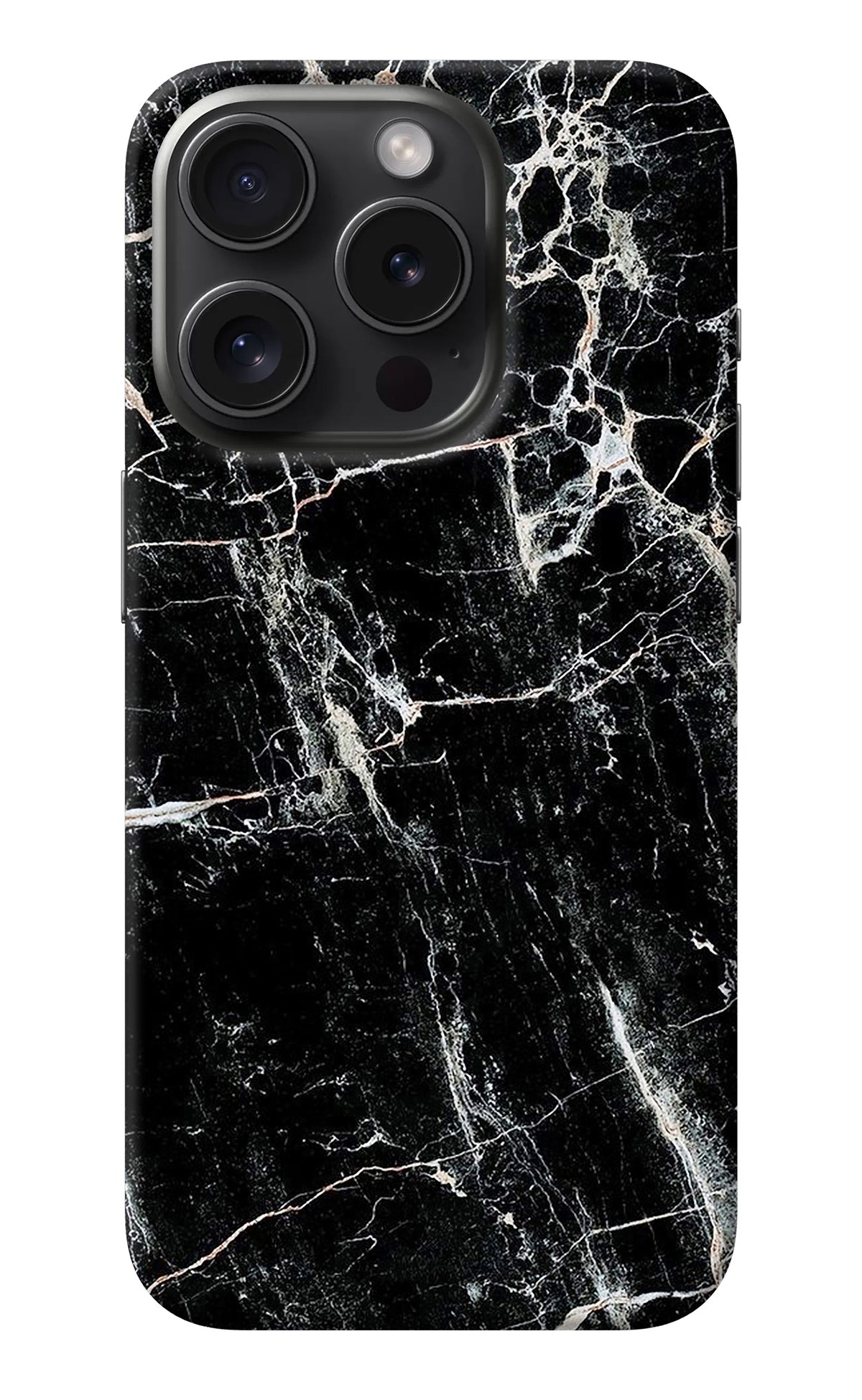 Black Marble Texture iPhone 15 Pro Back Cover