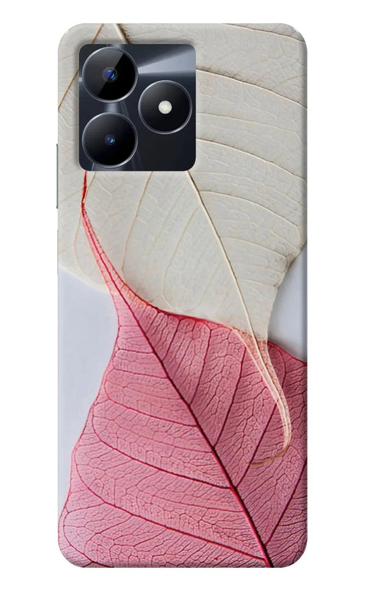 White Pink Leaf Realme C53 Back Cover