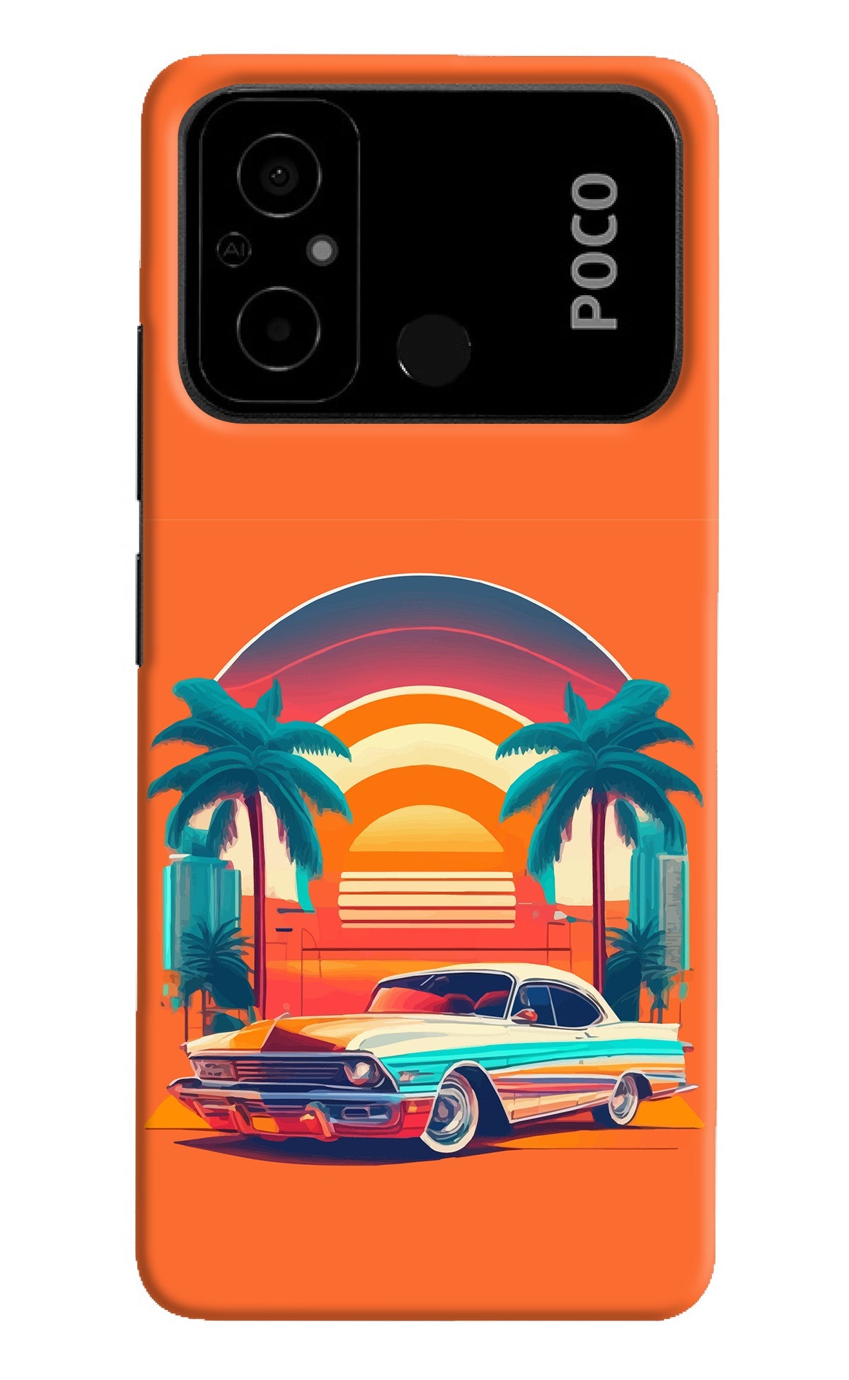 Palm Drive 80s Poco C55 Back Cover
