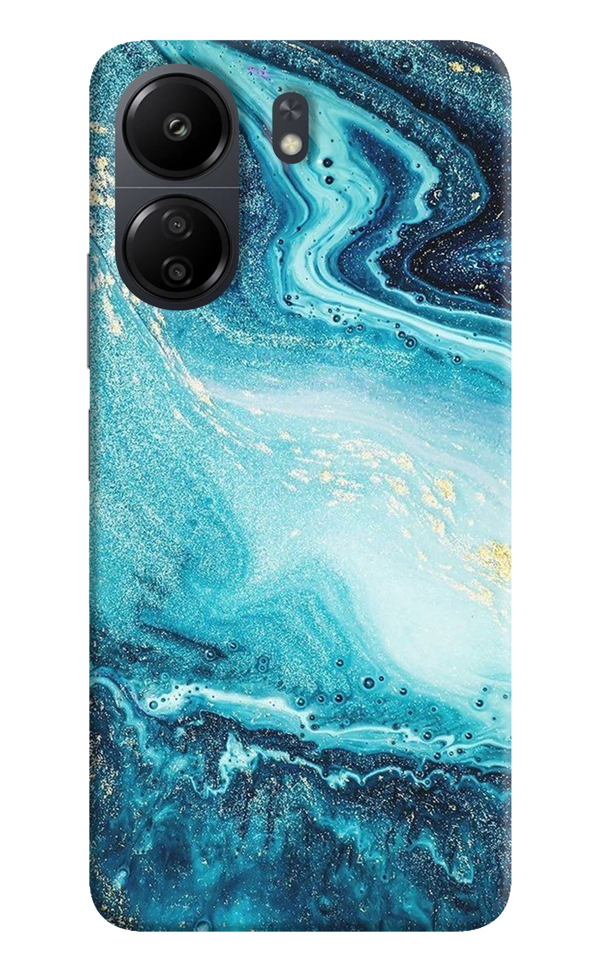 Blue Glitter Marble Poco C65 Back Cover