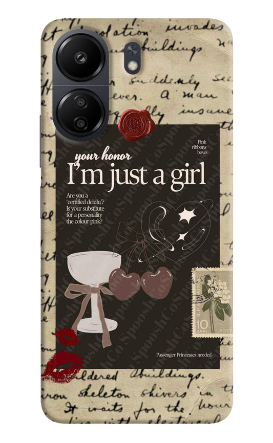 I am just a girl Poco C65 Back Cover