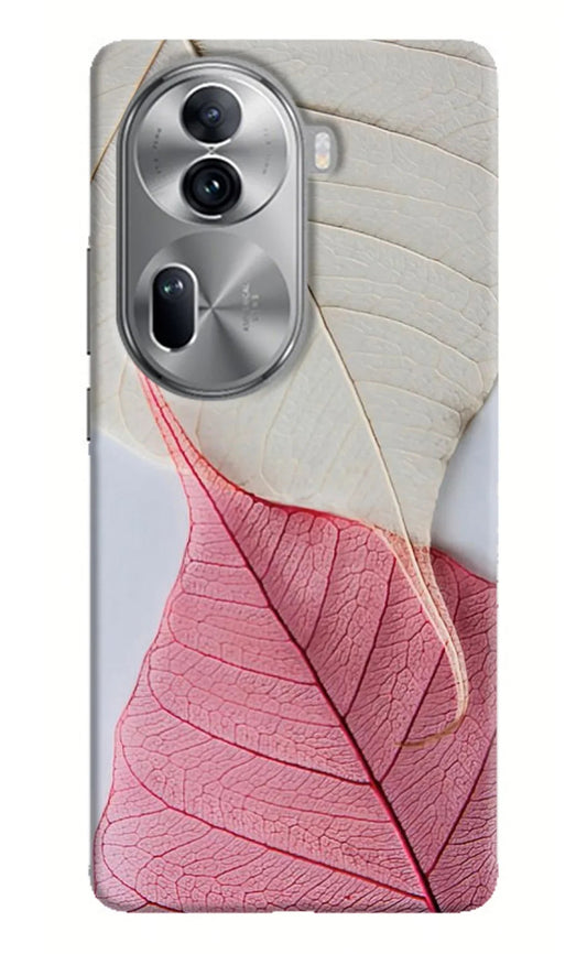 White Pink Leaf Oppo Reno11 Pro 5G Back Cover