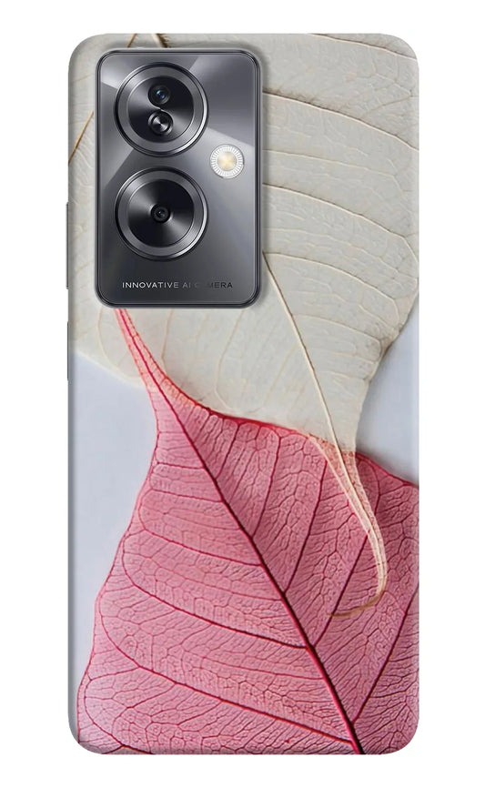 White Pink Leaf Oppo A79 5G Back Cover