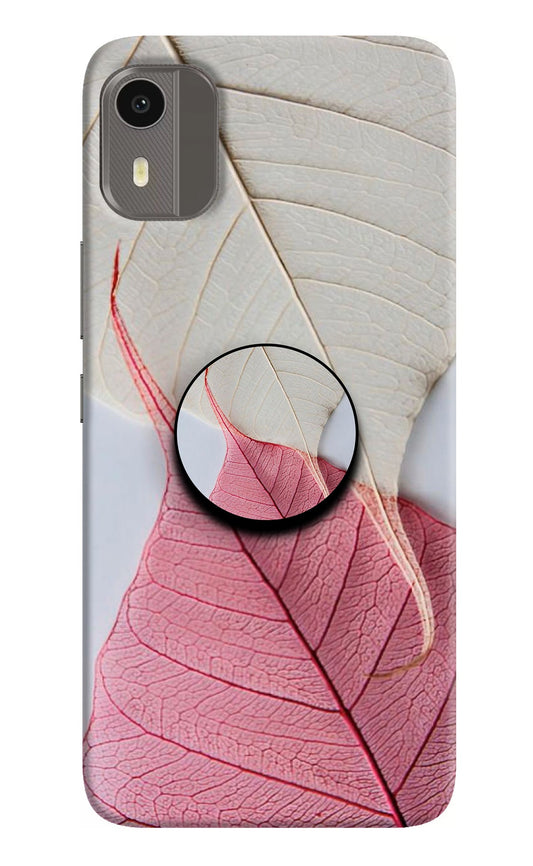 White Pink Leaf Nokia C12/C12 Pro Pop Case