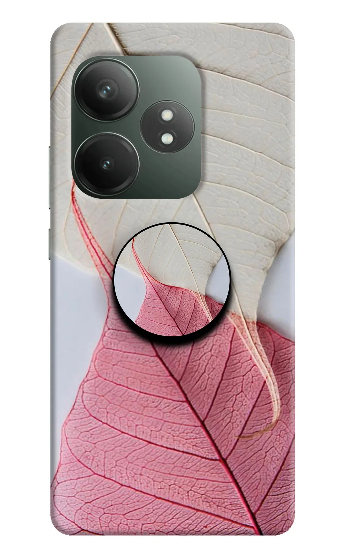White Pink Leaf Realme GT 6T 5G Pop Case