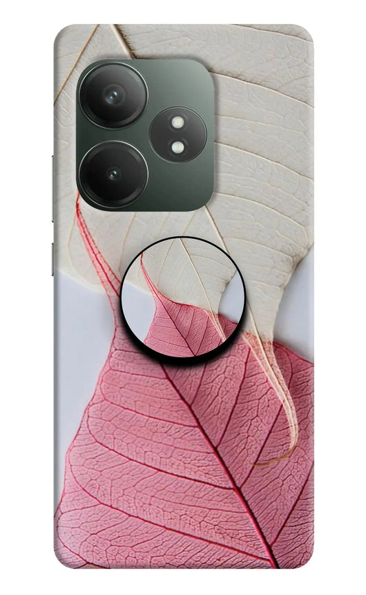 White Pink Leaf Realme GT 6T 5G Pop Case