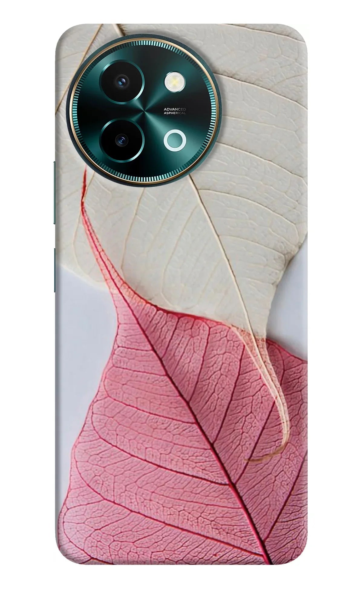 White Pink Leaf Vivo Y58 5G Back Cover