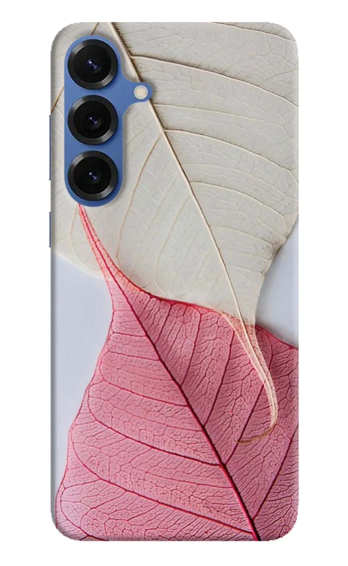 White Pink Leaf Samsung S25 Back Cover
