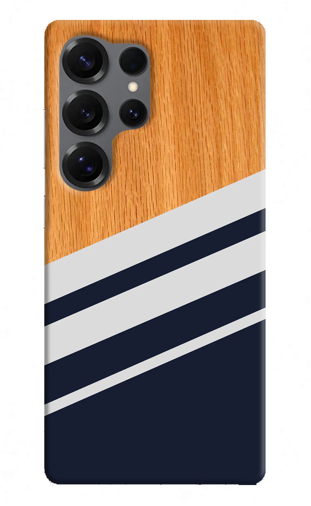 Blue and white wooden Samsung S25 Ultra Back Cover