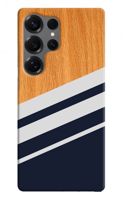 Blue and white wooden Samsung S25 Ultra Back Cover