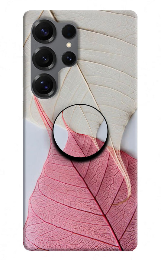 White Pink Leaf Samsung S25 Ultra Pop Case