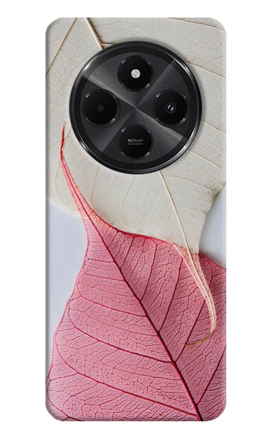 White Pink Leaf Redmi A4 5G Back Cover