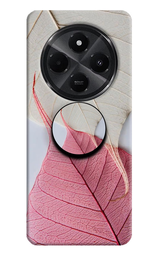 White Pink Leaf Redmi A4 5G Pop Case