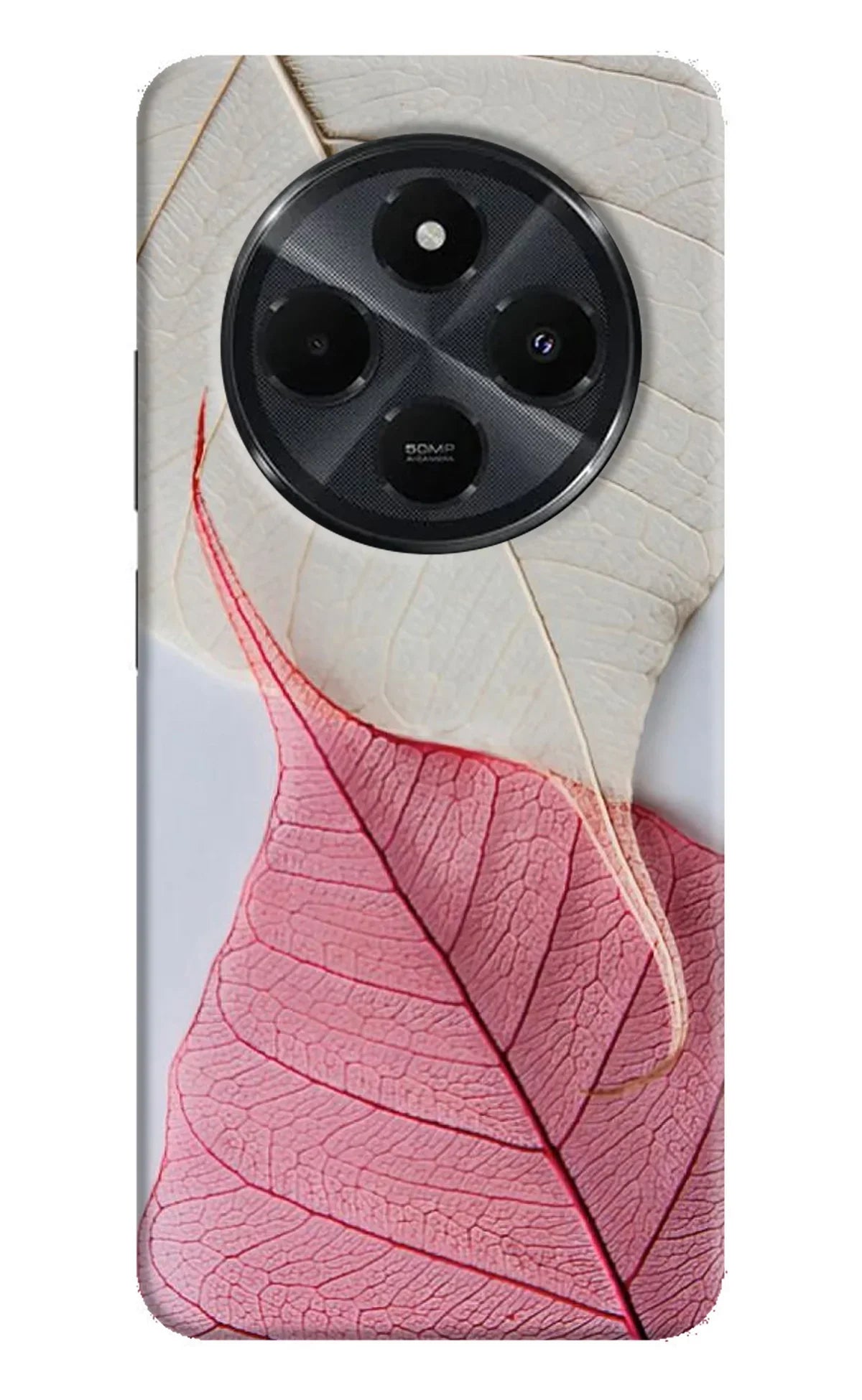 White Pink Leaf Redmi 14C 5G Back Cover