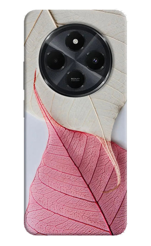 White Pink Leaf Redmi 14C 5G Back Cover