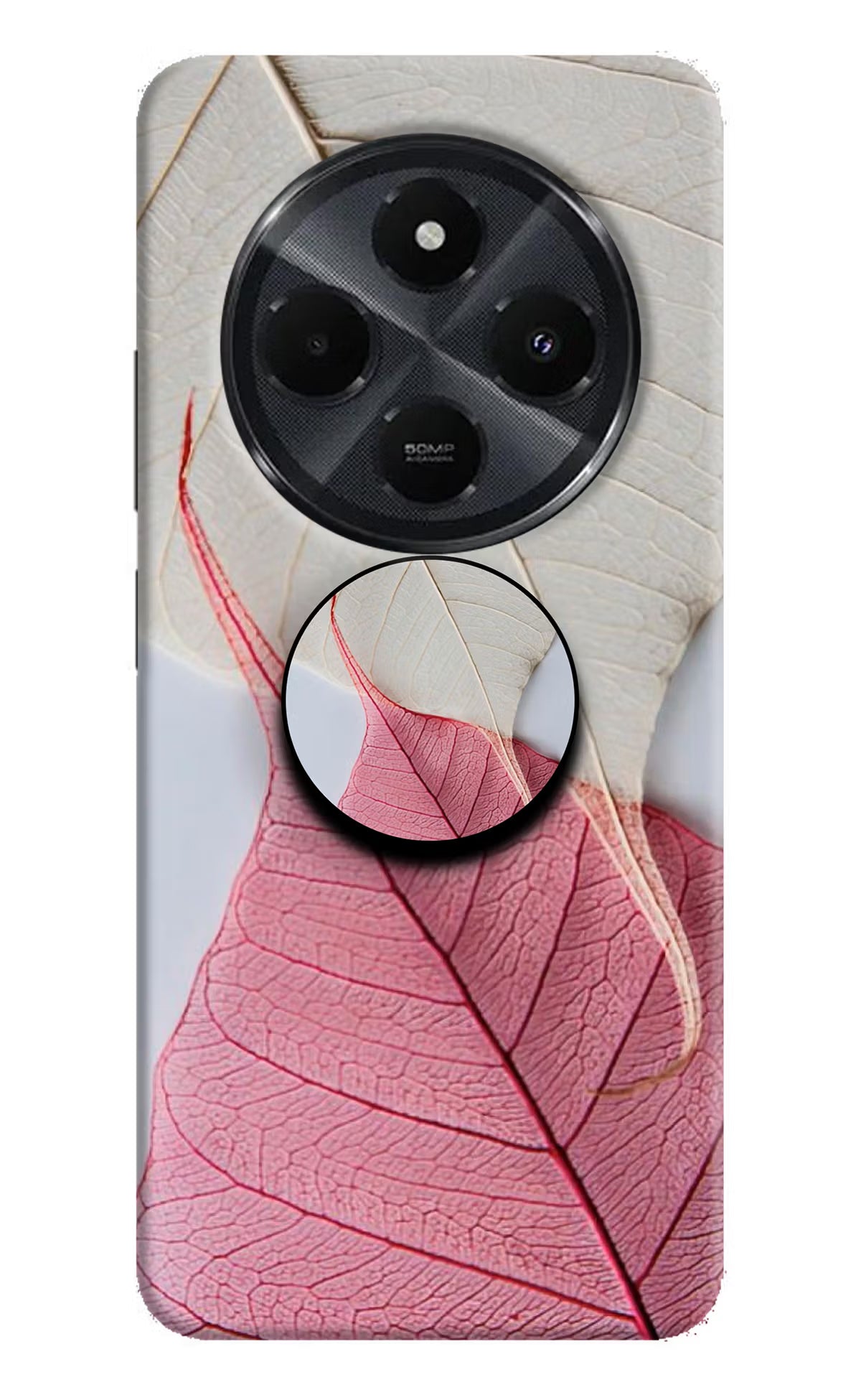 White Pink Leaf Redmi 14C 5G Pop Case