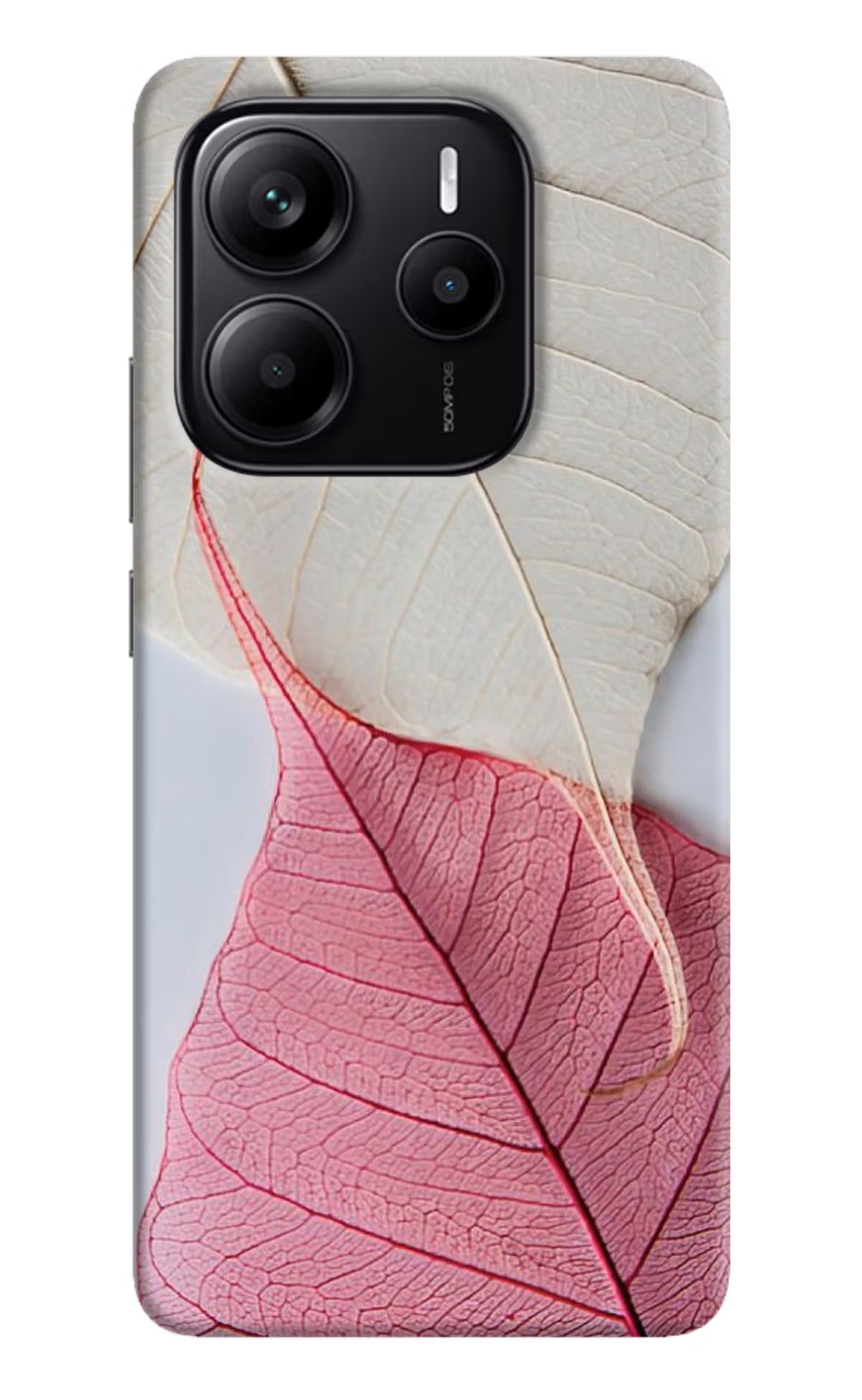 White Pink Leaf Redmi Note 14 5G Back Cover