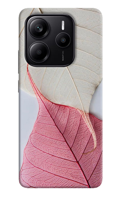 White Pink Leaf Redmi Note 14 5G Back Cover