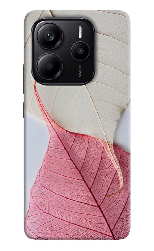 White Pink Leaf Redmi Note 14 5G Back Cover