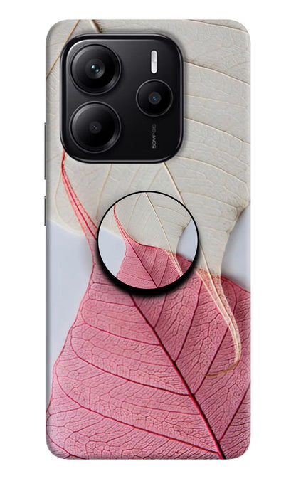 White Pink Leaf Redmi Note 14 5G Pop Case