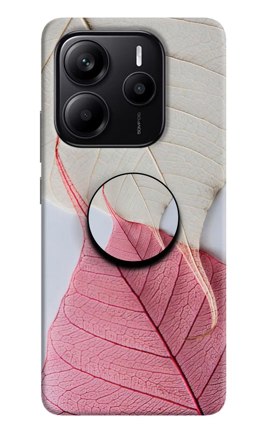 White Pink Leaf Redmi Note 14 5G Pop Case