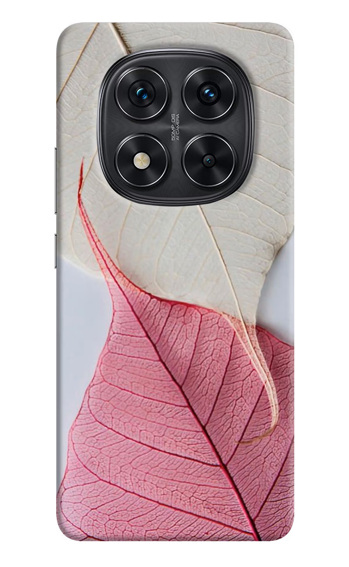 White Pink Leaf Redmi Note 14 Pro 5G Back Cover