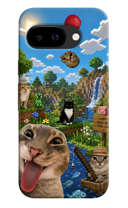 Minecraft Cat Chaos Google Pixel 9a Back Cover Hard Case - Hello Swanky