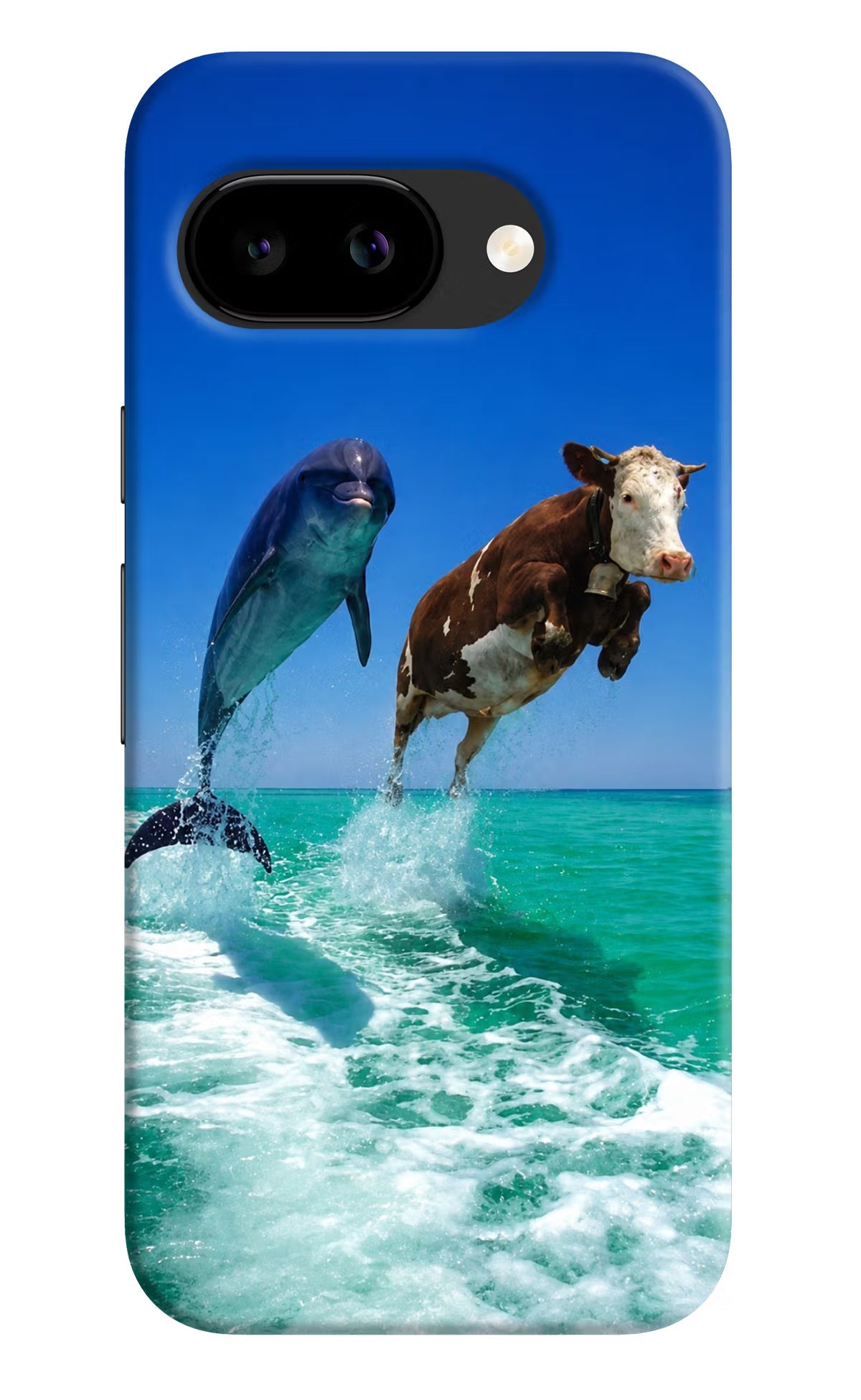 Dolphin Vs Cow Google Pixel 9a Back Cover Hard Case - Hello Swanky