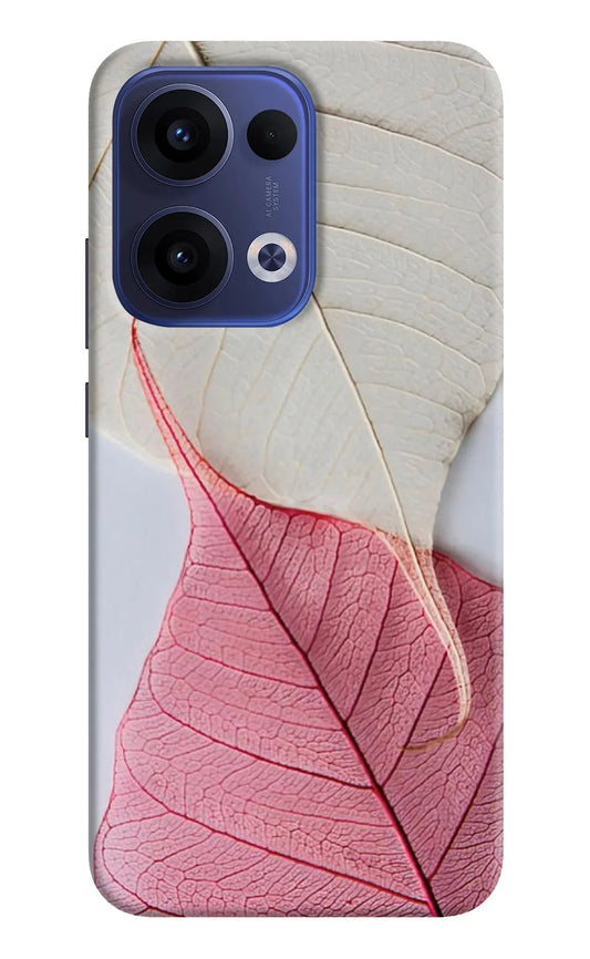 White Pink Leaf Oppo Reno13 5G Back Cover