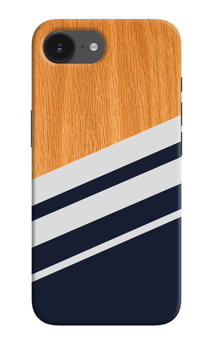 Blue and white wooden iPhone 16e Back Cover