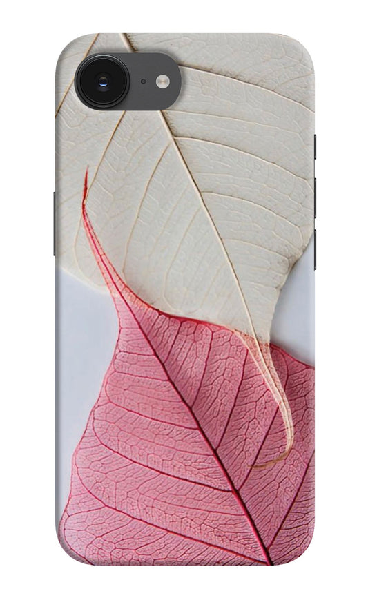 White Pink Leaf iPhone 16e Back Cover