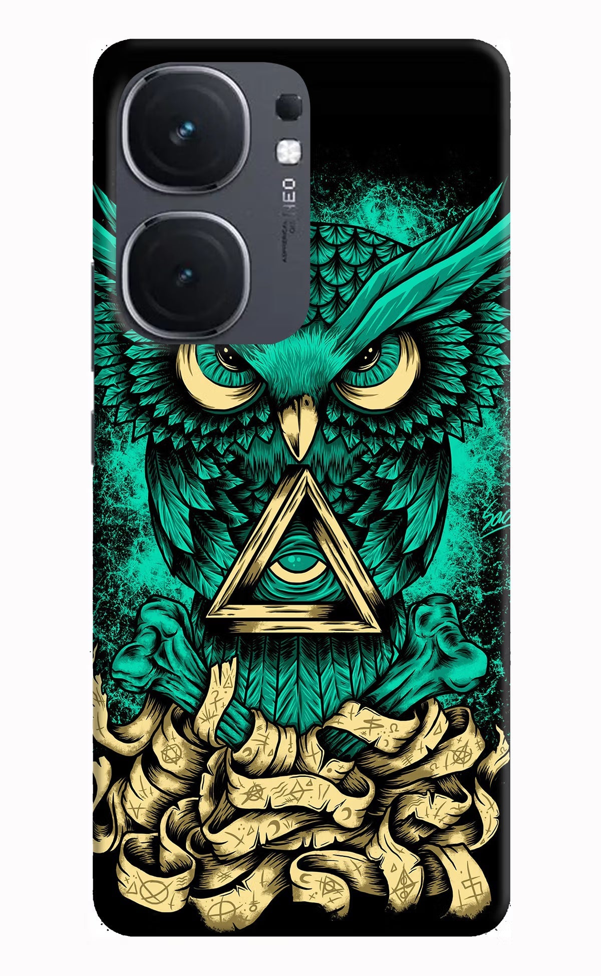 Green Owl iQOO Neo 9 Back Cover Hard Case - Hello Swanky