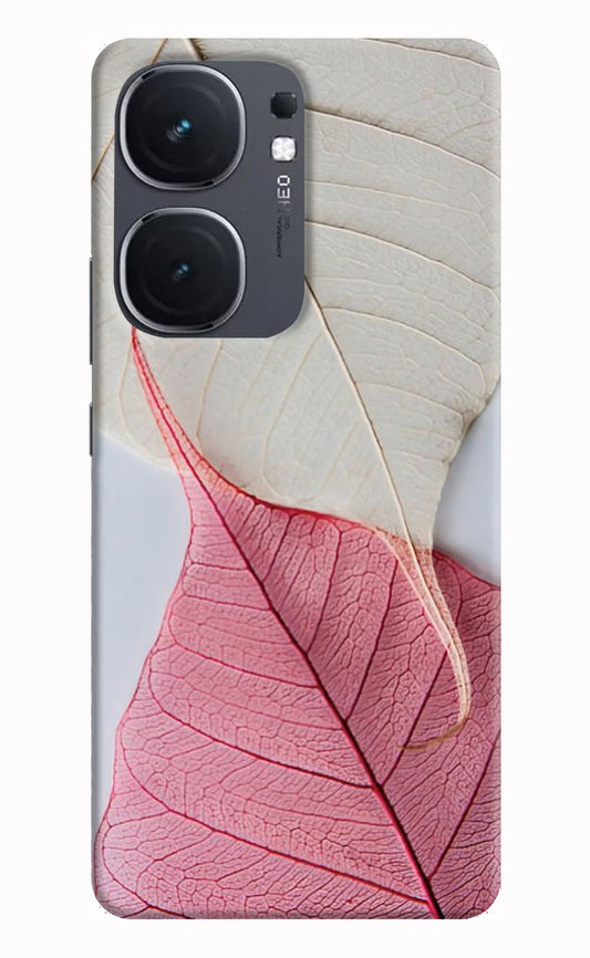 White Pink Leaf iQOO Neo 9 Back Cover Hard Case - Hello Swanky