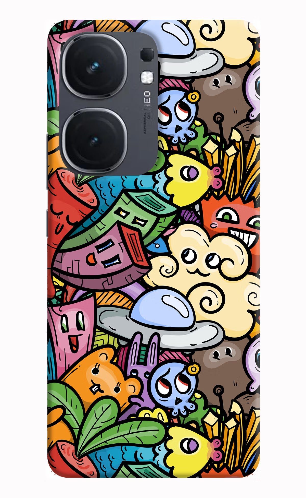 Veggie Doodle iQOO Neo 9 Back Cover Hard Case - Hello Swanky