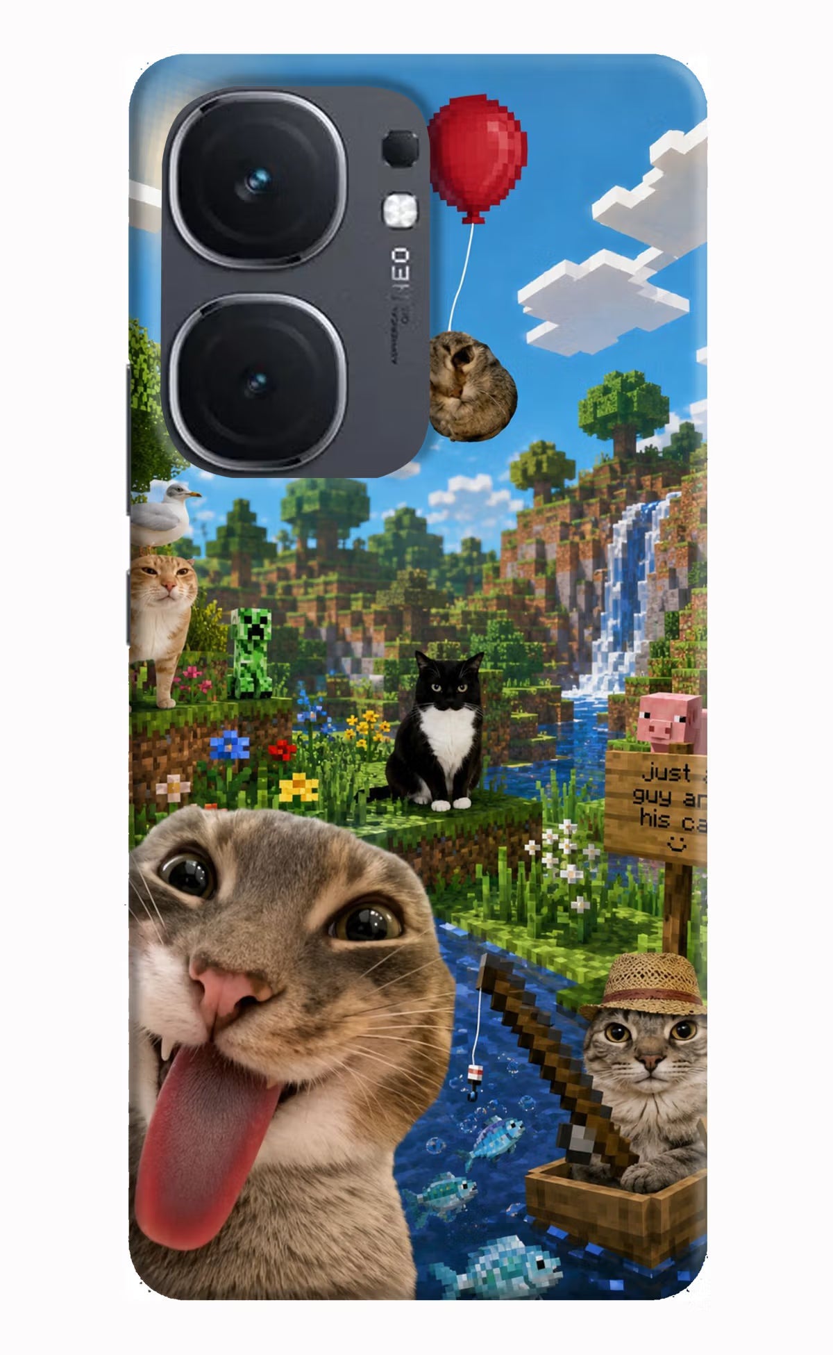 Minecraft Cat Chaos iQOO Neo 9 Back Cover Hard Case - Hello Swanky