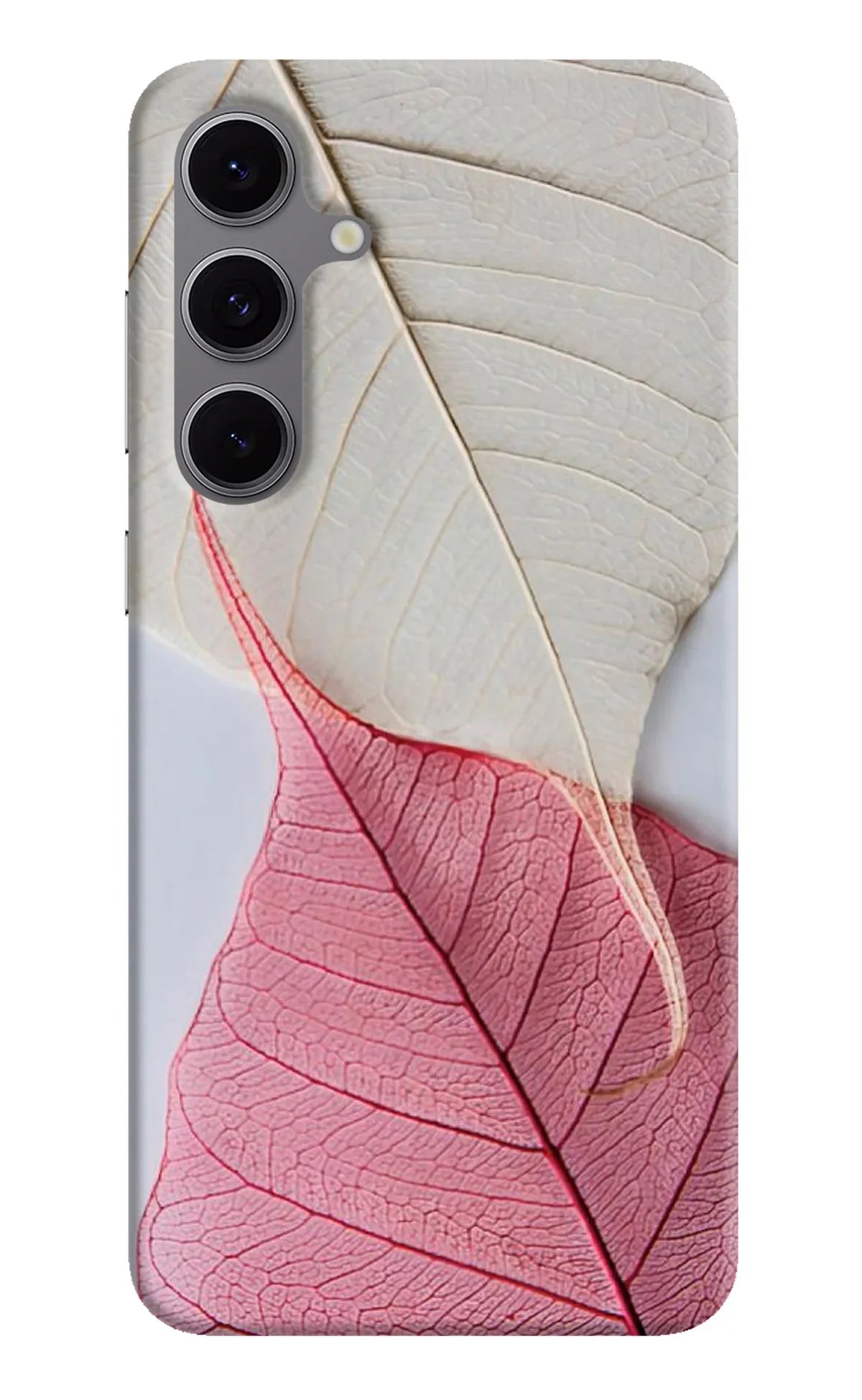 White Pink Leaf Samsung S24 FE 5G Back Cover