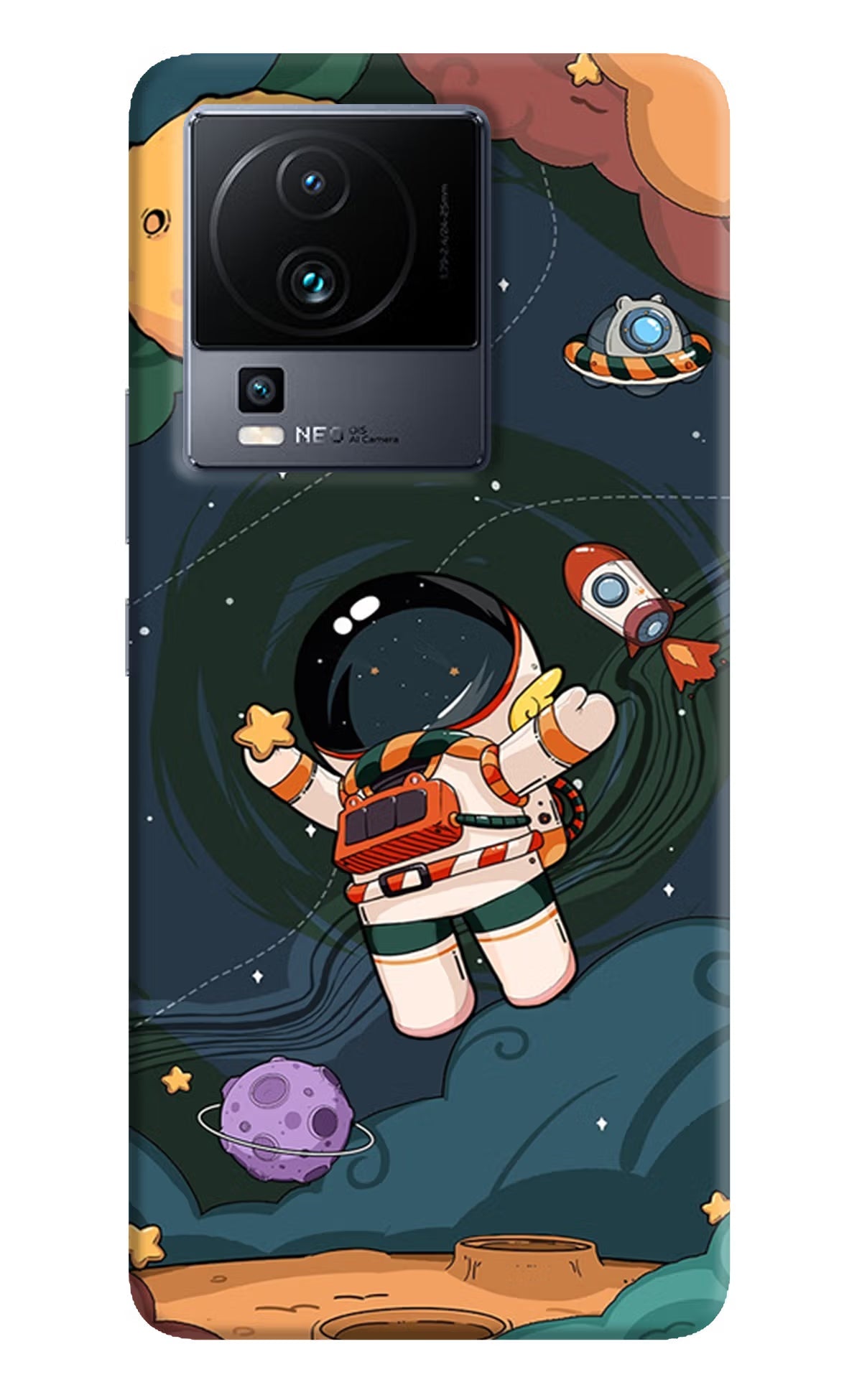 Cartoon Astronaut iQOO Neo 7 Pro Back Cover Hard Case - Hello Swanky