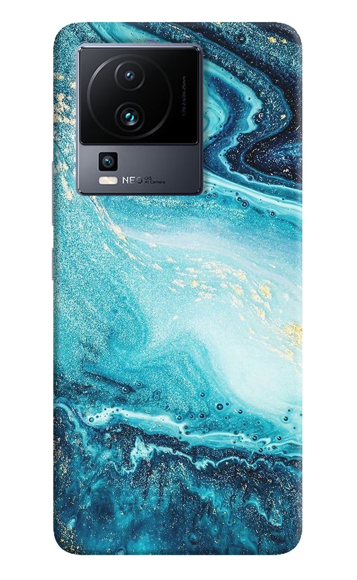 Blue Glitter Marble iQOO Neo 7 Pro Back Cover Hard Case - Hello Swanky