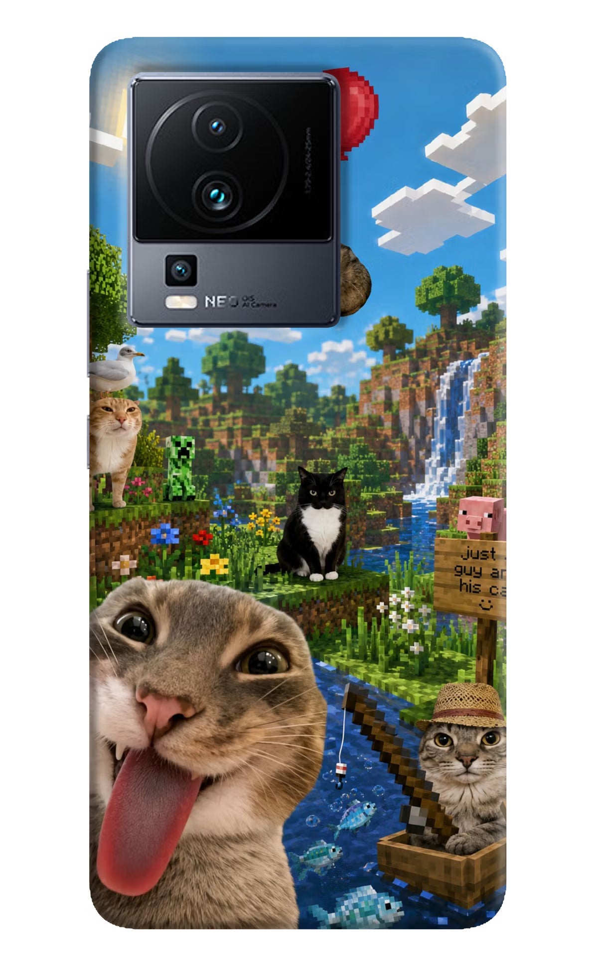 Minecraft Cat Chaos iQOO Neo 7 Pro Back Cover Hard Case - Hello Swanky